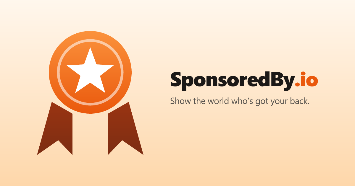 The SponsoredBy share card: the seal mark beside the wordmark